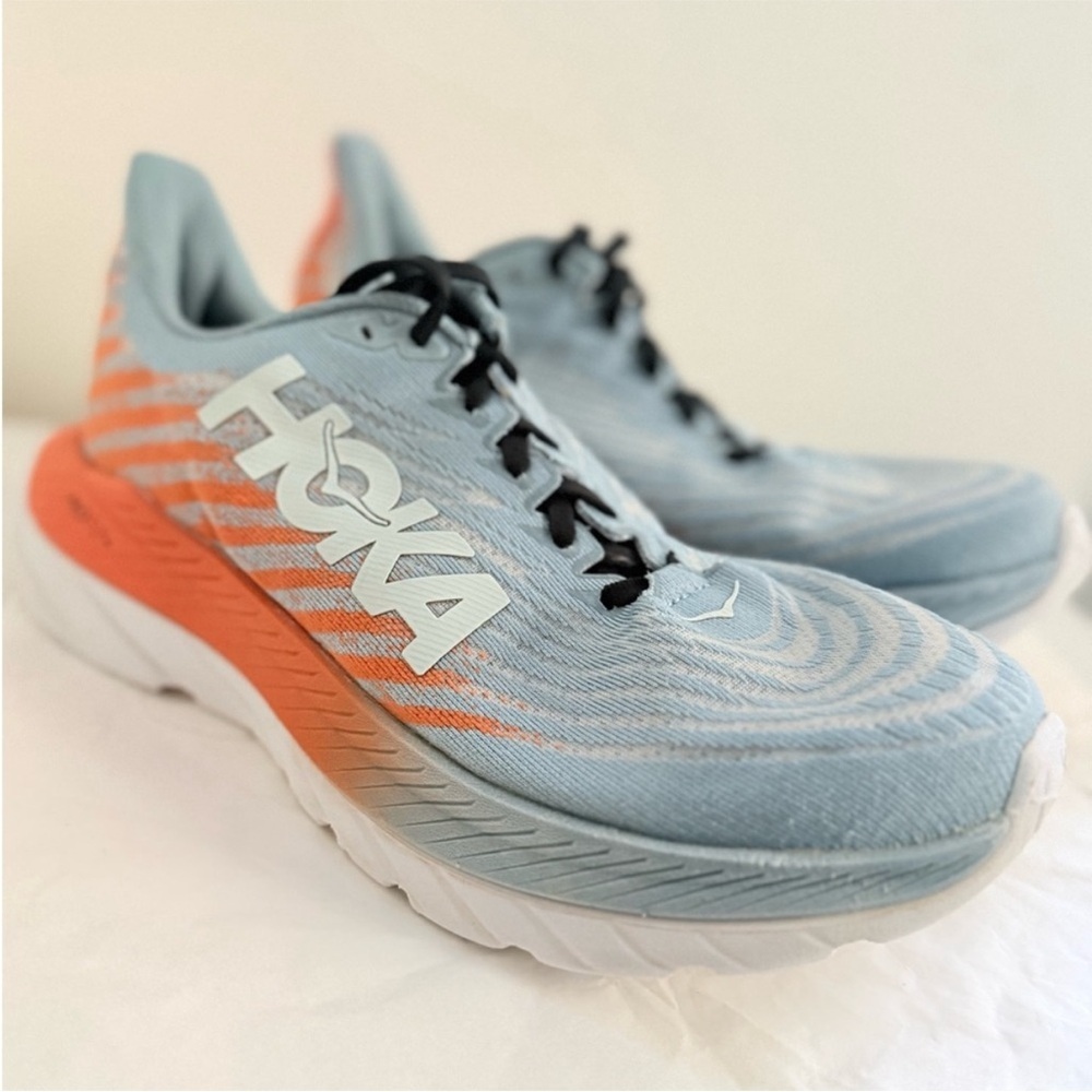 Hoka One One Mach 5 Men’s Mountain Spring Puffin's Bill Blue Orange Size 7D - Picture 6 of 10